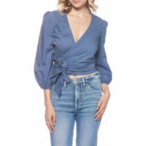 Paige Aeldra Top - Dot Print Bijou Blue White